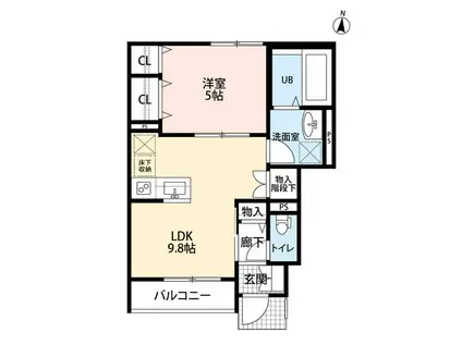 アムール東福生(1LDK/1階)の間取り写真