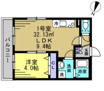 KAIROS(1LDK/3階)の間取り写真