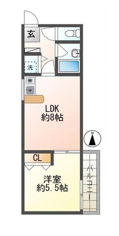 クレストヒルズ久が原駅前(1LDK/2階)の間取り写真