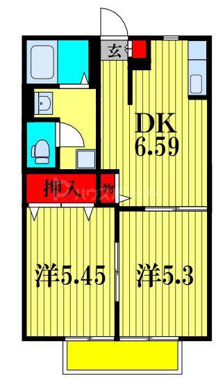 グランメールB(2DK/1階)の間取り写真