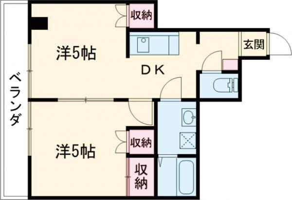 新泉ビル(2DK/6階)の間取り写真