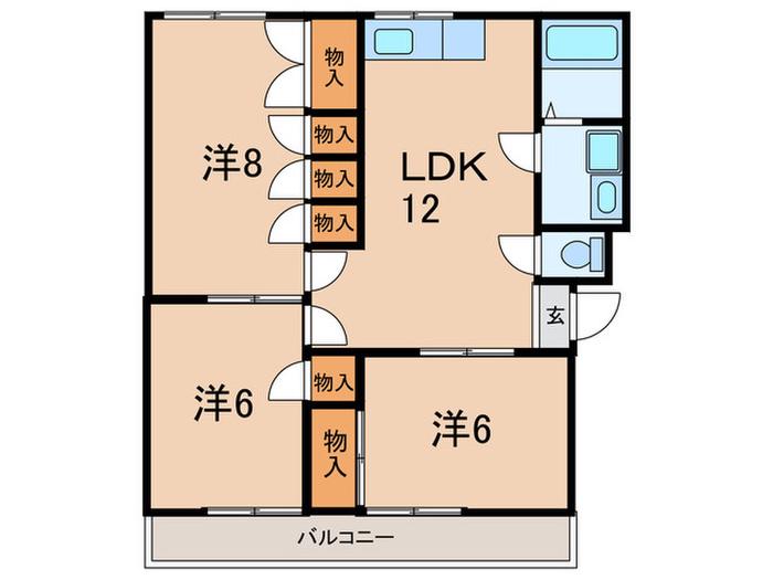 山手マンション(3LDK/2階)の間取り写真