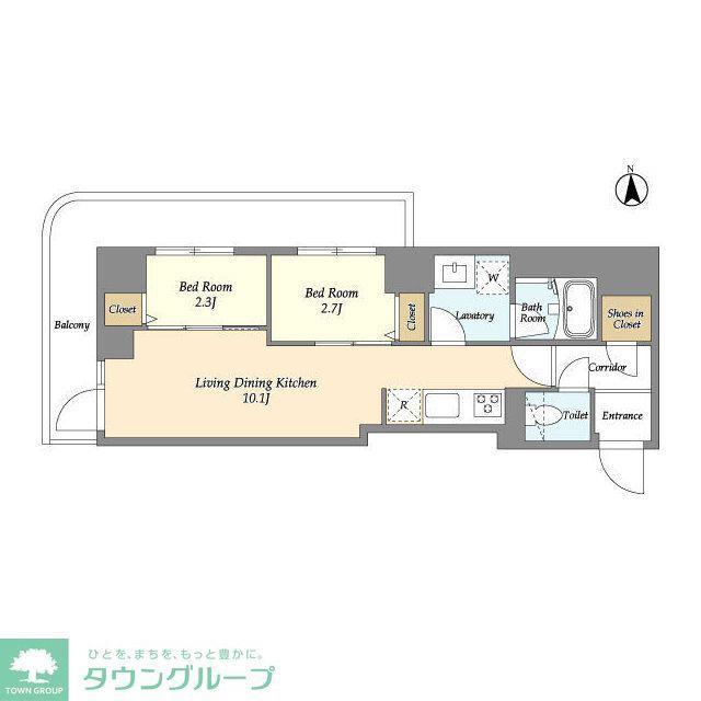 ドゥーエ尾久(2LDK/4階)の間取り写真