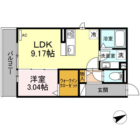 オルオル・ハレ(1LDK/1階)の間取り写真