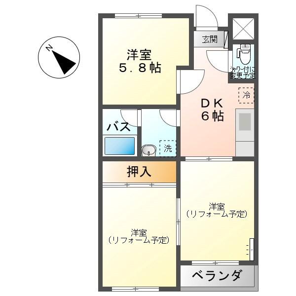 長瀬ロイヤルレジデンスA棟(3DK/4階)の間取り写真