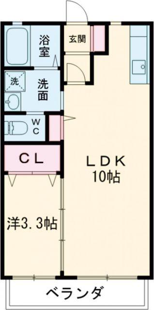 サクシード引野A(1LDK/2階)の間取り写真