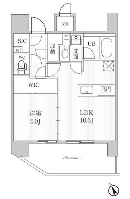 シーズンフラッツ蒲田(1LDK/15階)の間取り写真