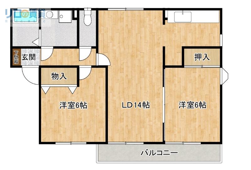 アビタシオン仁川Ⅲ(2LDK/2階)の間取り写真