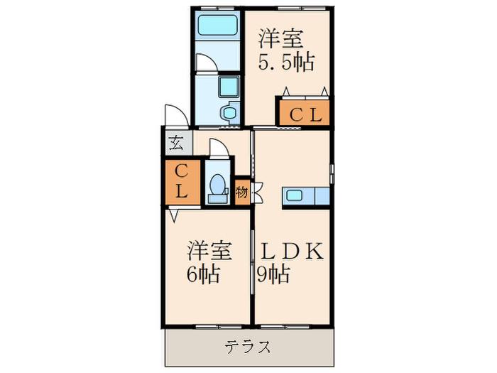 コンテント・ハウス(2LDK/1階)の間取り写真