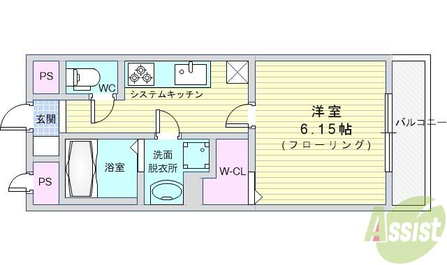 リコルテ SANBURAITONESU(1K/2階)の間取り写真