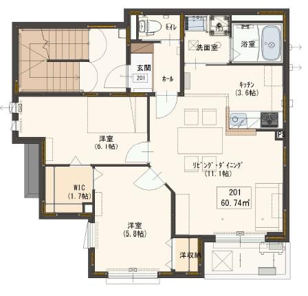 CASA FELIE(2LDK/2階)の間取り写真