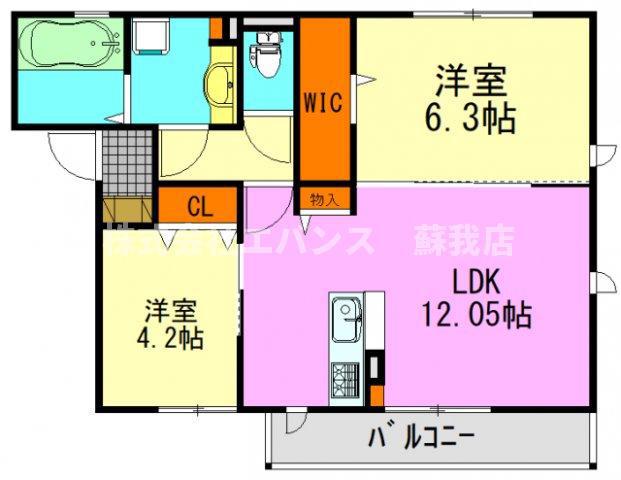 GRANDBONHEUR(2LDK/2階)の間取り写真