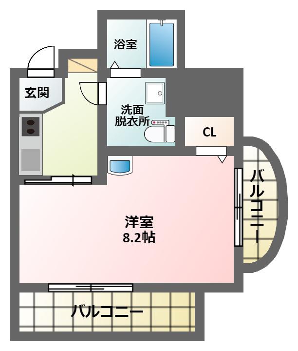 ブルービ-田辺駅前(1K/3階)の間取り写真