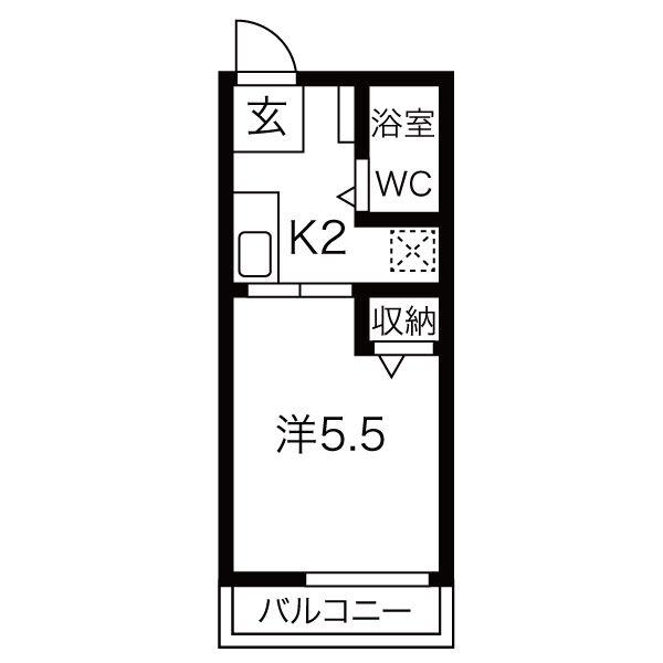 ロワール(1K/1階)の間取り写真