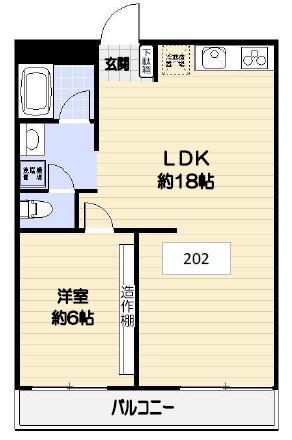 シャルール浅間町(1LDK/2階)の間取り写真