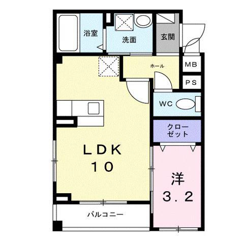 メゾン ド K 天神川(1LDK/2階)の間取り写真