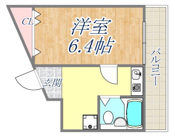 カサヴィエント(1K/2階)の間取り写真