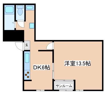 鶯橋マンション(1DK/2階)の間取り写真