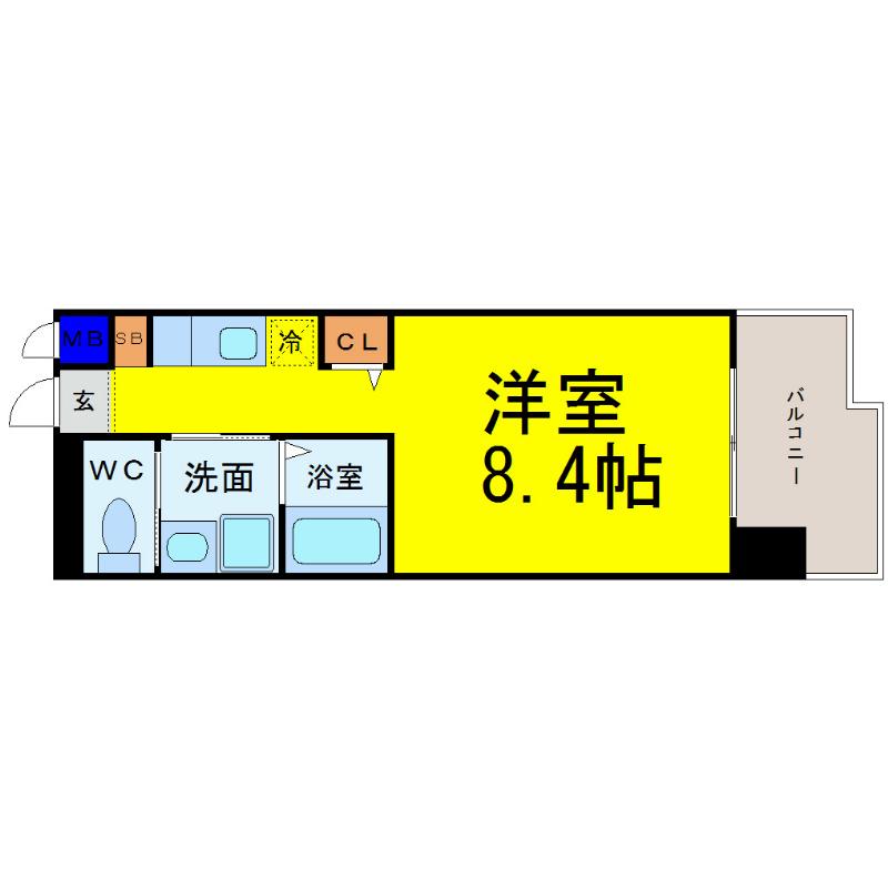ピーステン名駅南(ワンルーム/6階)の間取り写真