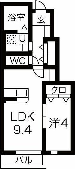 リジエール花巻(1LDK/1階)の間取り写真