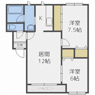 フロンティアS27(2LDK/1階)の間取り写真