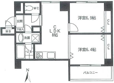 TWIZA-ツワイザ-(2LDK/2階)の間取り写真