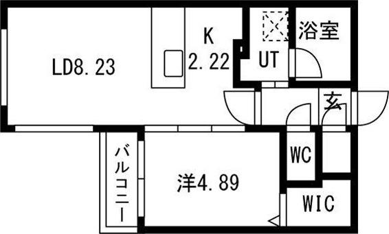 KCU弐番館(1LDK/4階)の間取り写真