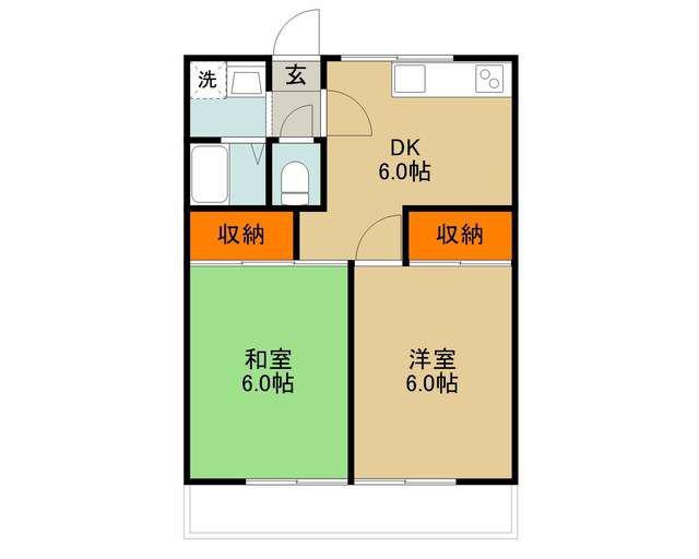 ロイヤルガーデン戸頭(2DK/2階)の間取り写真