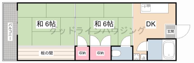 宮元マンション(2DK/3階)の間取り写真
