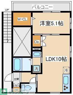 シエロアスール(1LDK/2階)の間取り写真
