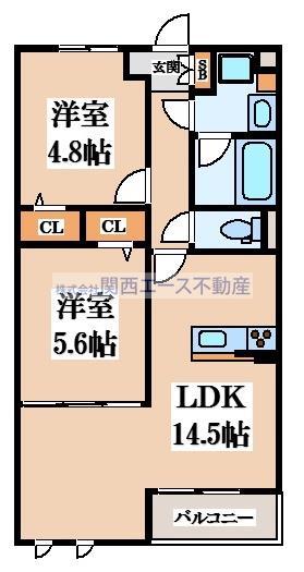 カシータ・ソル(2LDK/1階)の間取り写真