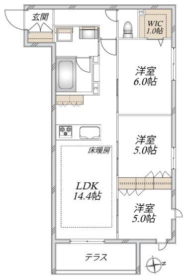 VESTA(3LDK/1階)の間取り写真