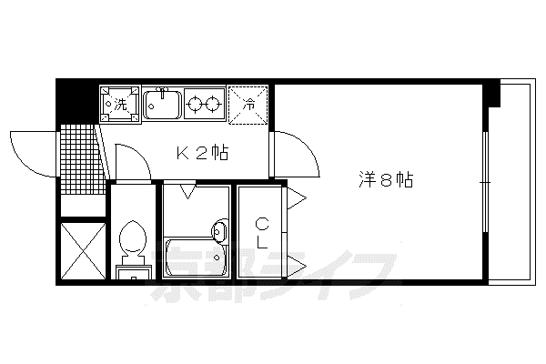 グリーンメイプル衣笠(1K/3階)の間取り写真
