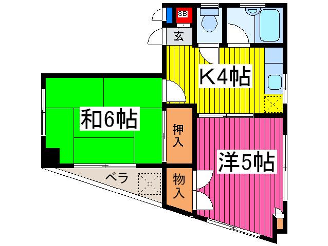 ナカノビル(2K/3階)の間取り写真