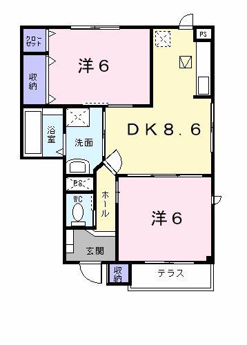グリーンカルム(2DK/1階)の間取り写真