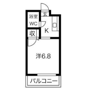 パールハイツII(ワンルーム/1階)の間取り写真