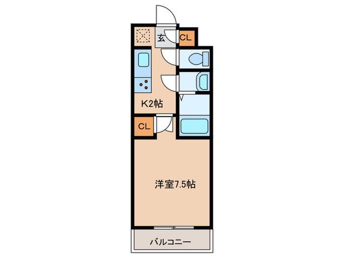 ラ・フォート下荒田(1K/3階)の間取り写真