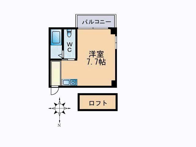 ビバリーハウス大橋 B(ワンルーム/3階)の間取り写真