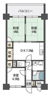 木の国ハイツ(3DK/2階)の間取り写真