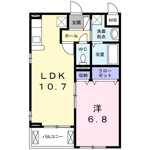 フォレスト・ヴィラ II(1LDK/2階)の間取り写真
