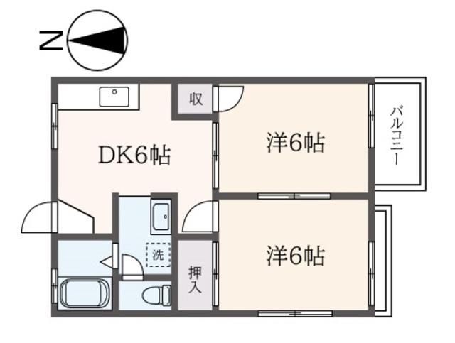 メゾンシーロード(2DK/2階)の間取り写真