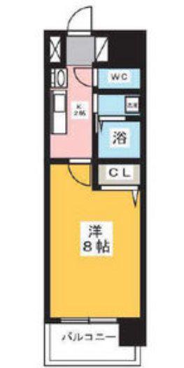 ARTIZA上前津(1K/2階)の間取り写真