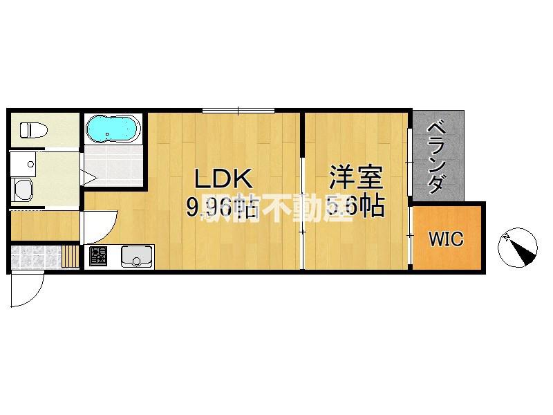 八女市蒲原A棟(1LDK/1階)の間取り写真