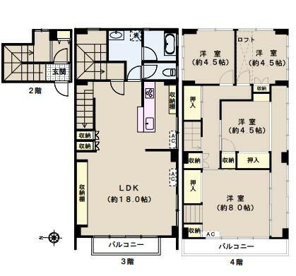 白山マンション(4LDK/3階)の間取り写真