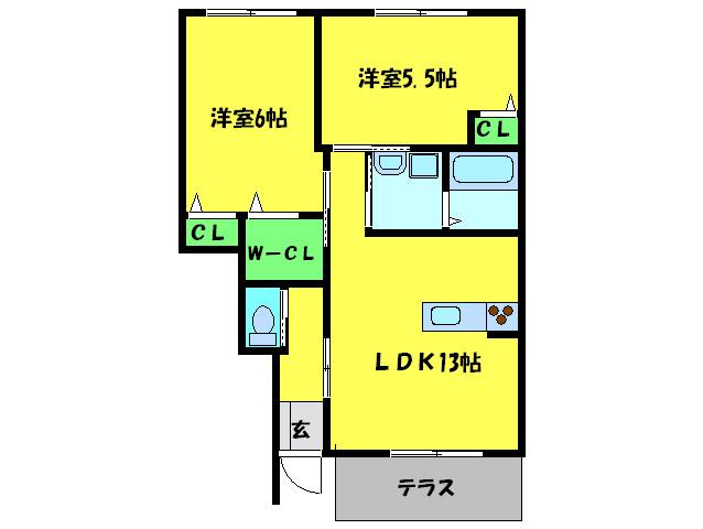 アーク百舌鳥(2LDK/1階)の間取り写真