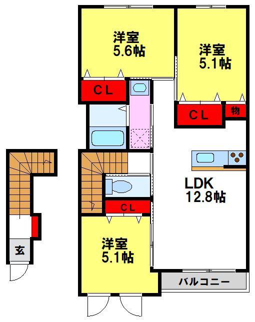 パドレ・レージェ(3LDK/2階)の間取り写真