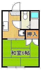 本田アパート(1K/1階)の間取り写真
