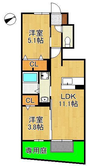 DーROOM N.T(2LDK/1階)の間取り写真