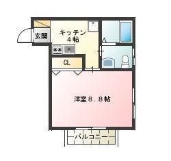 新大成コーポ(1K/2階)の間取り写真
