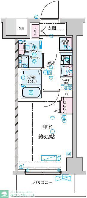 GENOVIA南鳩ヶ谷(1K/1階)の間取り写真